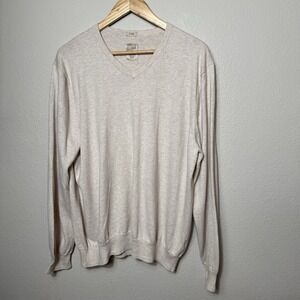 Article 365 Mens Cream Cashmere Blend V Neck Long Sleeve Sweater XL Luxury‎ Luxe